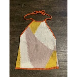 Forever 21 Womens Halter Top Geometric Colorblock Orange Size S